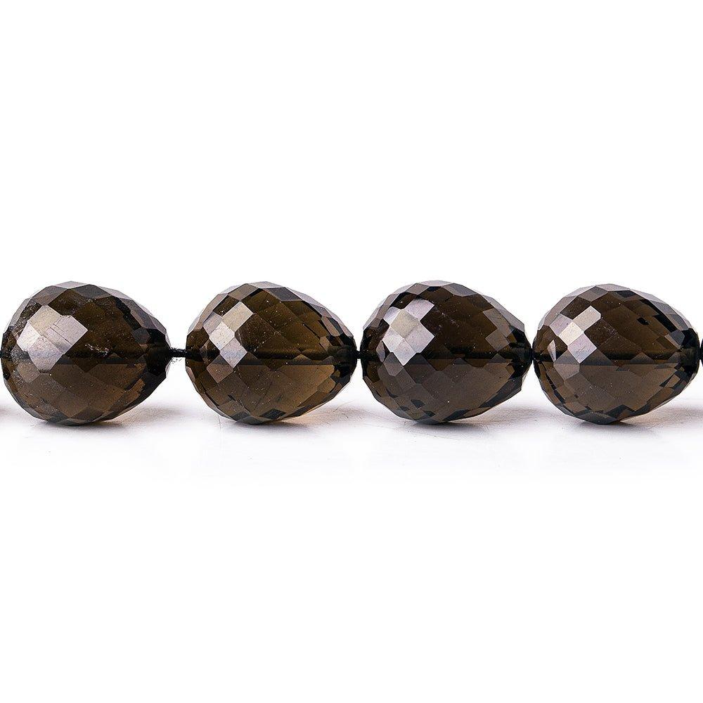 12x10mm Smoky Quartz Faceted Teardrop Beads 8 inch 18 beads - The Bead Traders