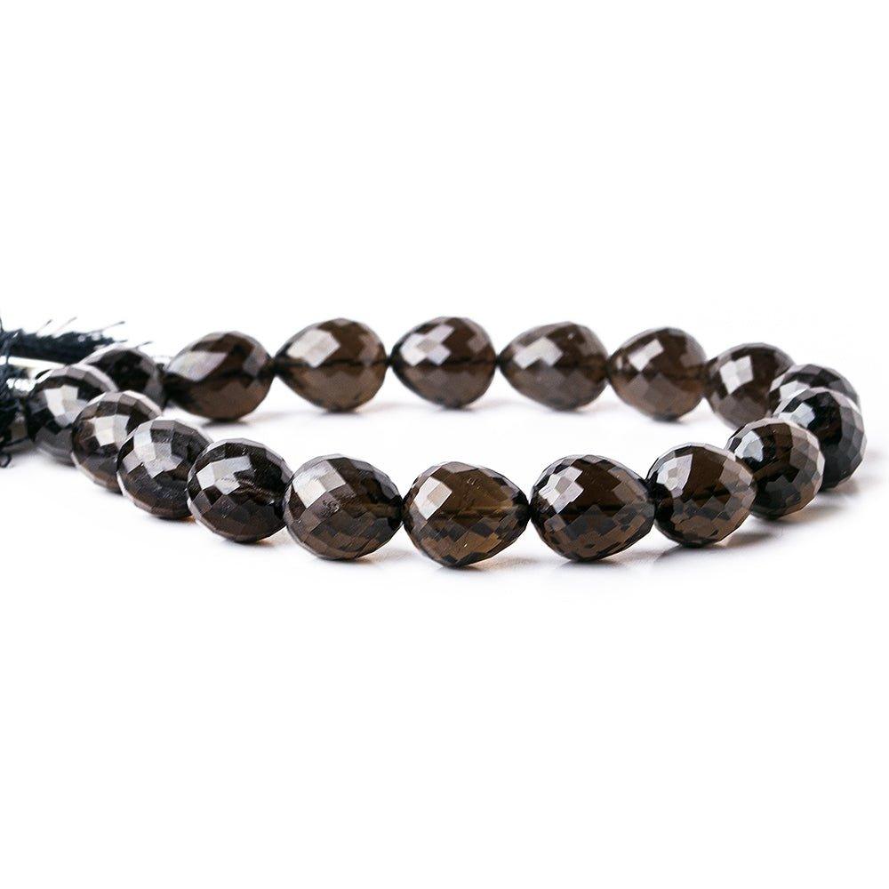 12x10mm Smoky Quartz Faceted Teardrop Beads 8 inch 18 beads - The Bead Traders