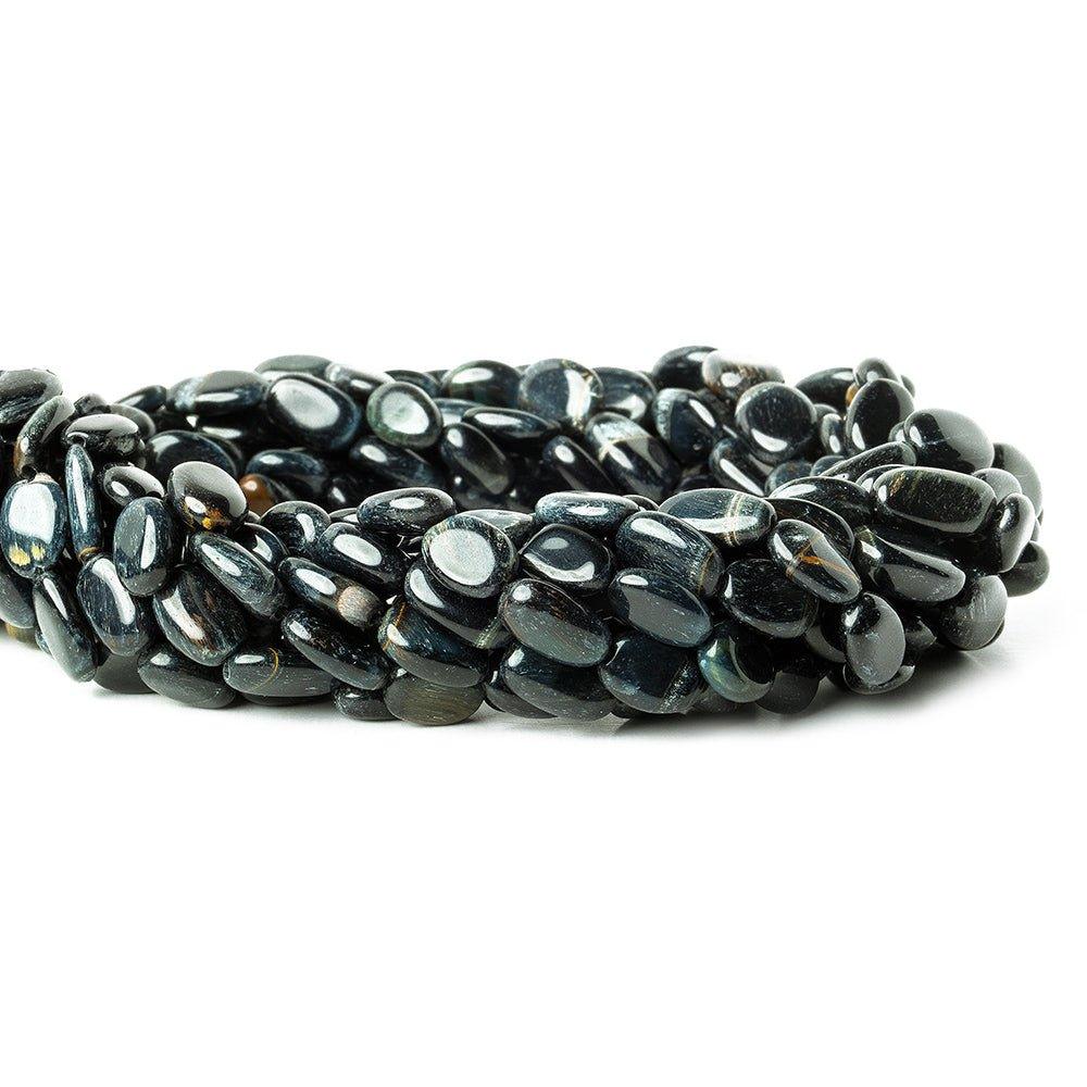 12x7mm Black Tiger Eye Plain Oval Beads 14 inches 33 beads - The Bead Traders