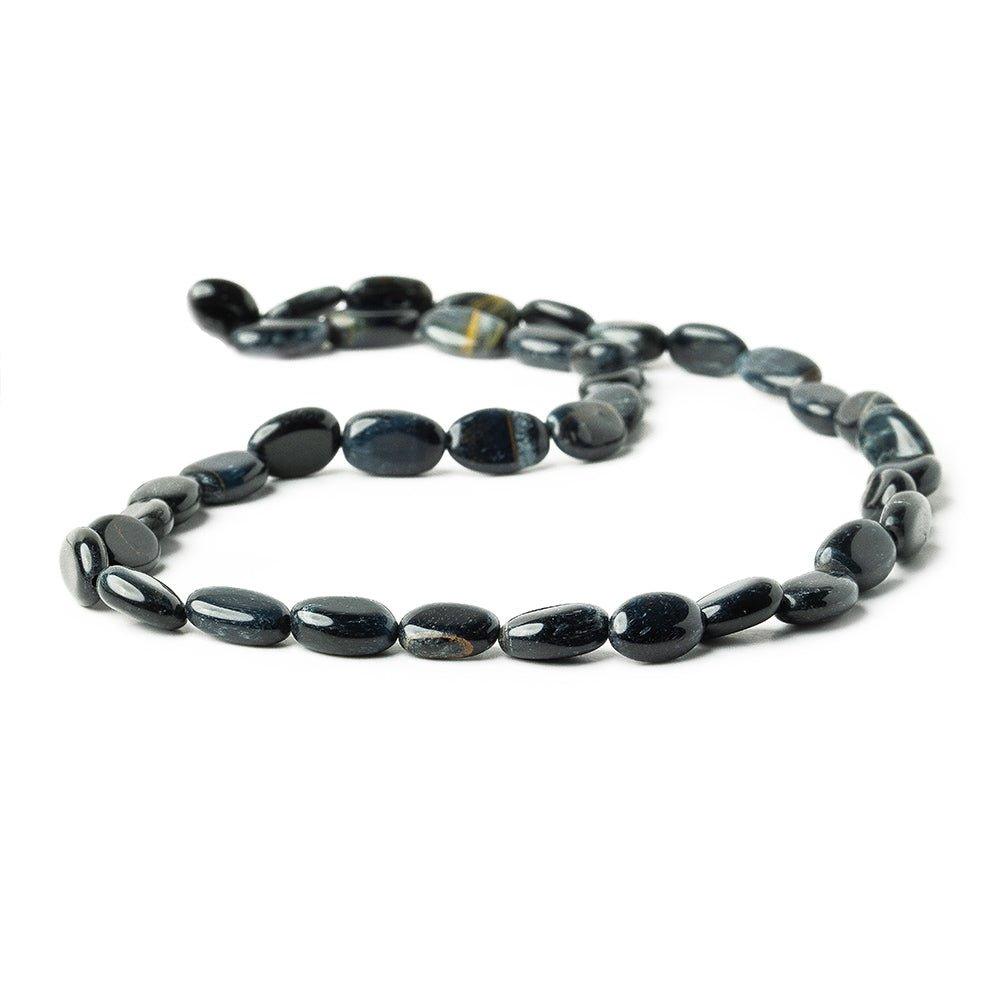 12x7mm Black Tiger Eye Plain Oval Beads 14 inches 33 beads - The Bead Traders