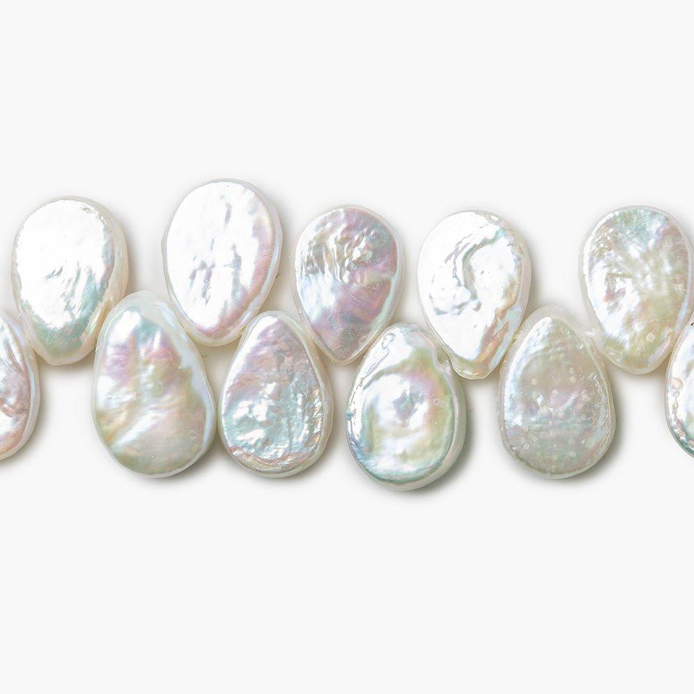 12x8-14x10mm White Pear Blister Freshwater Pearls 15 inch 60 pieces - The Bead Traders