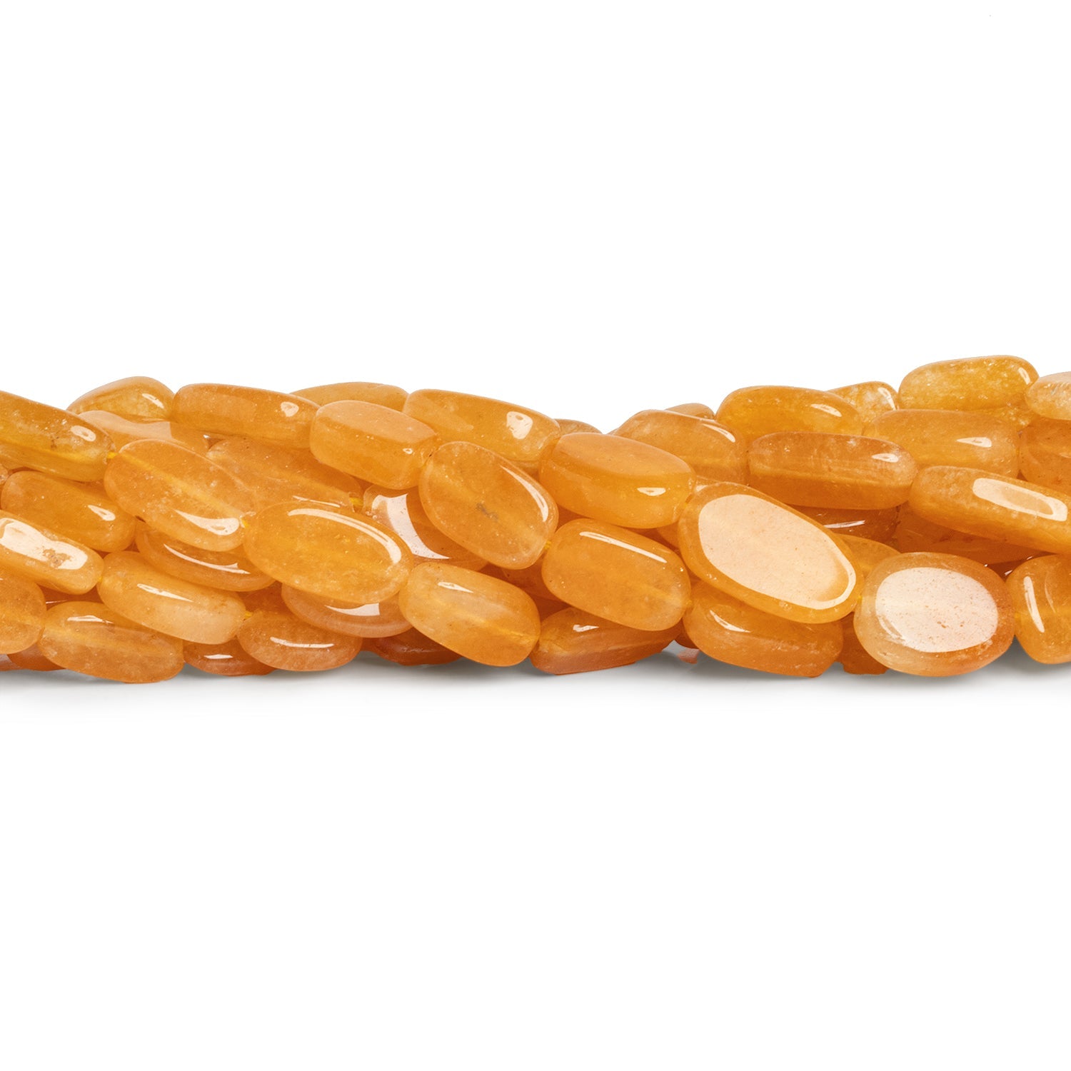 12x8mm Dark Yellow Aventurine Plain Ovals 14 inch 26 beads - The Bead Traders