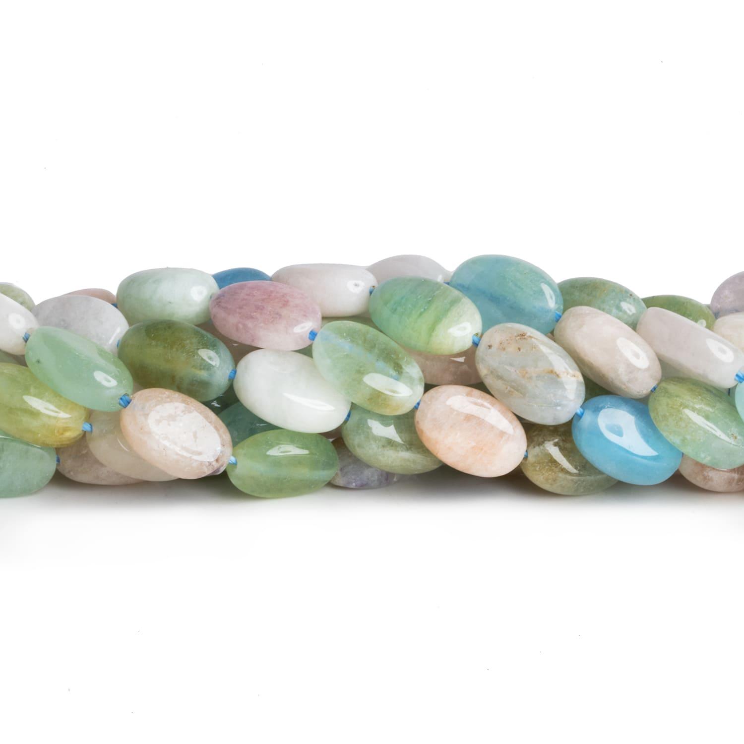 12x8mm Multi Beryl Plain Ovals 16 inch 38 beads - The Bead Traders