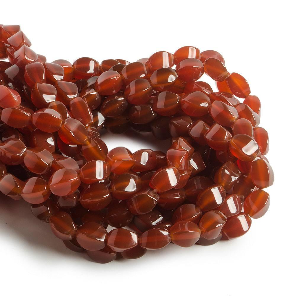 12x8mm Red Agate Rectangle Twist Beads 15.5 inch 33 pieces - The Bead Traders