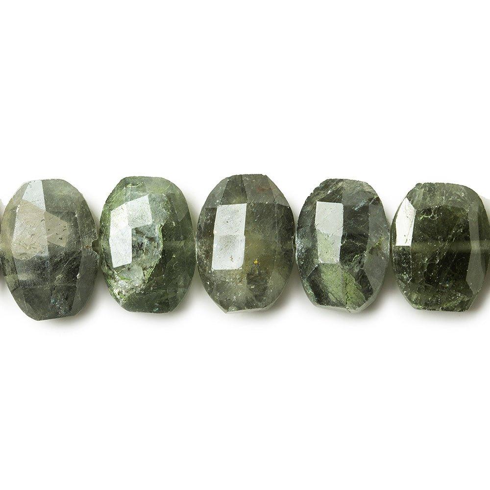 12x9-13x9mm Moss Aquamarine side drilled faceted oval cushions 7.5 inch 20 beads - The Bead Traders