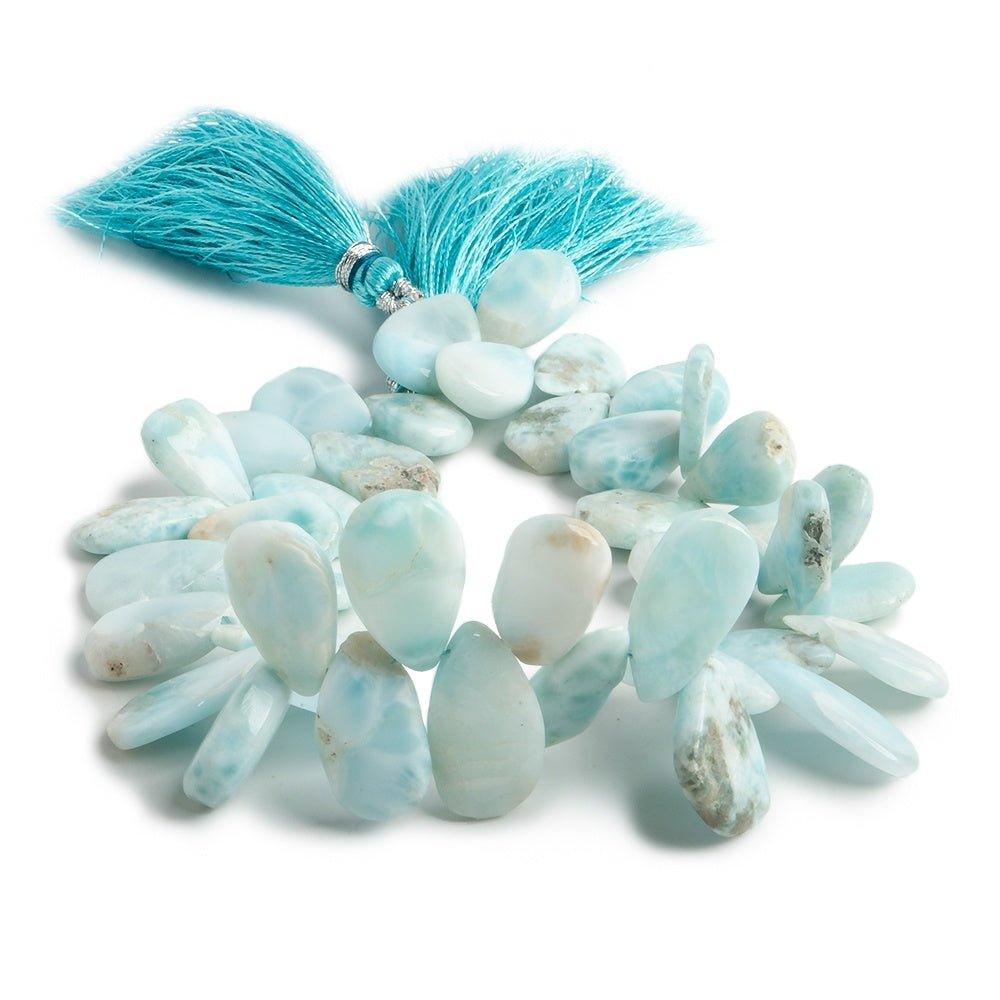12x9-16x8mm Larimar plain pear beads 7.5 inch 41 pieces - The Bead Traders