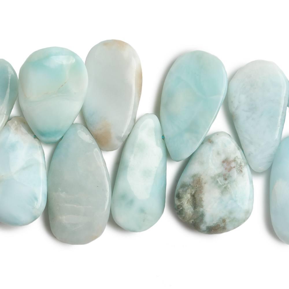 12x9-16x8mm Larimar plain pear beads 7.5 inch 41 pieces - The Bead Traders