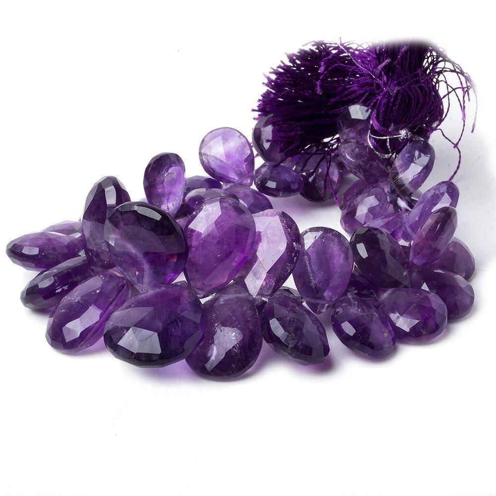 12x9-22x17mm Amethyst faceted pear beads 8 inch 45 pieces - The Bead Traders