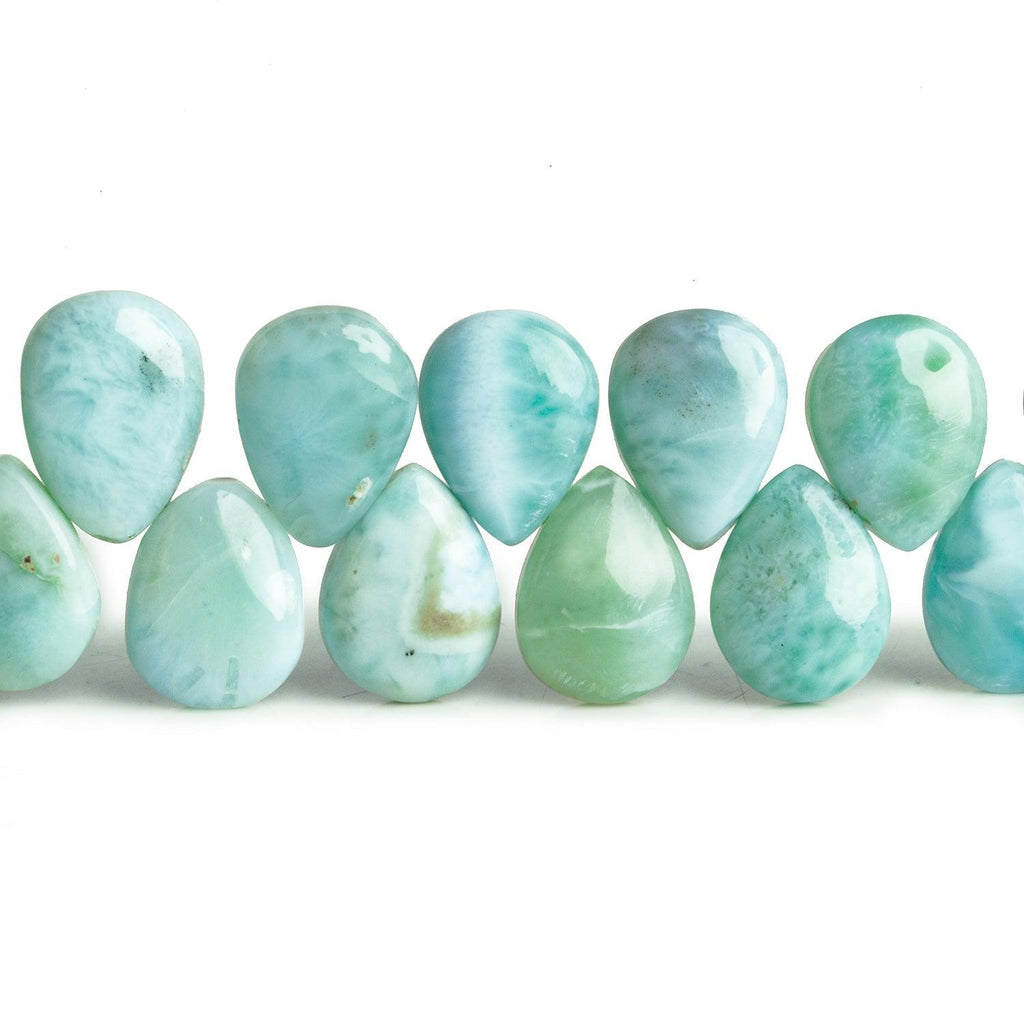 12x9mm Larimar Plain Hearts 7.5 inch 35 beads - The Bead Traders