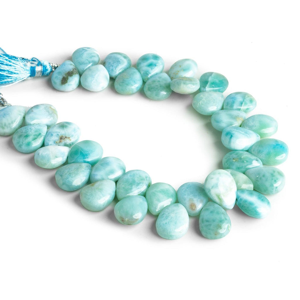 12x9mm Larimar Plain Hearts 7.5 inch 35 beads - The Bead Traders