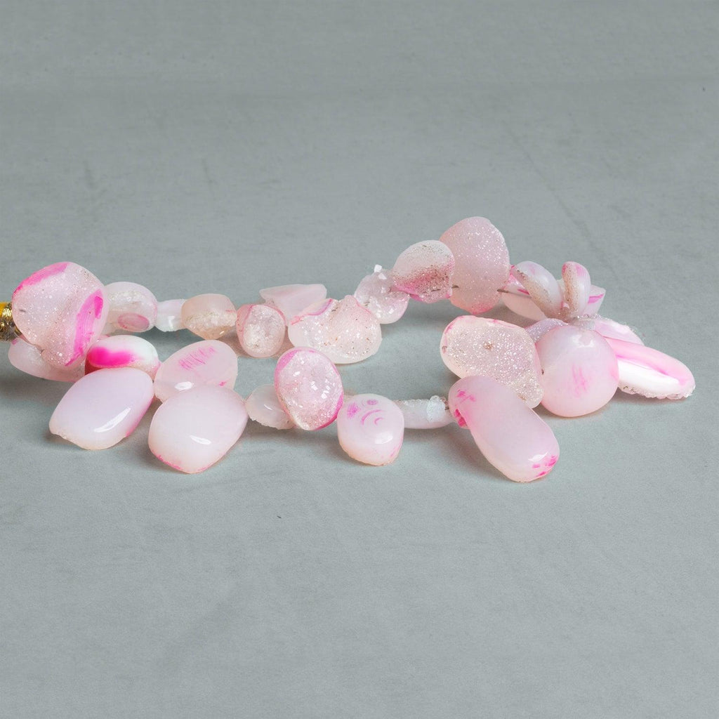 12x9mm Pink Drusy Nuggets 6.5 inch 28 beads - The Bead Traders