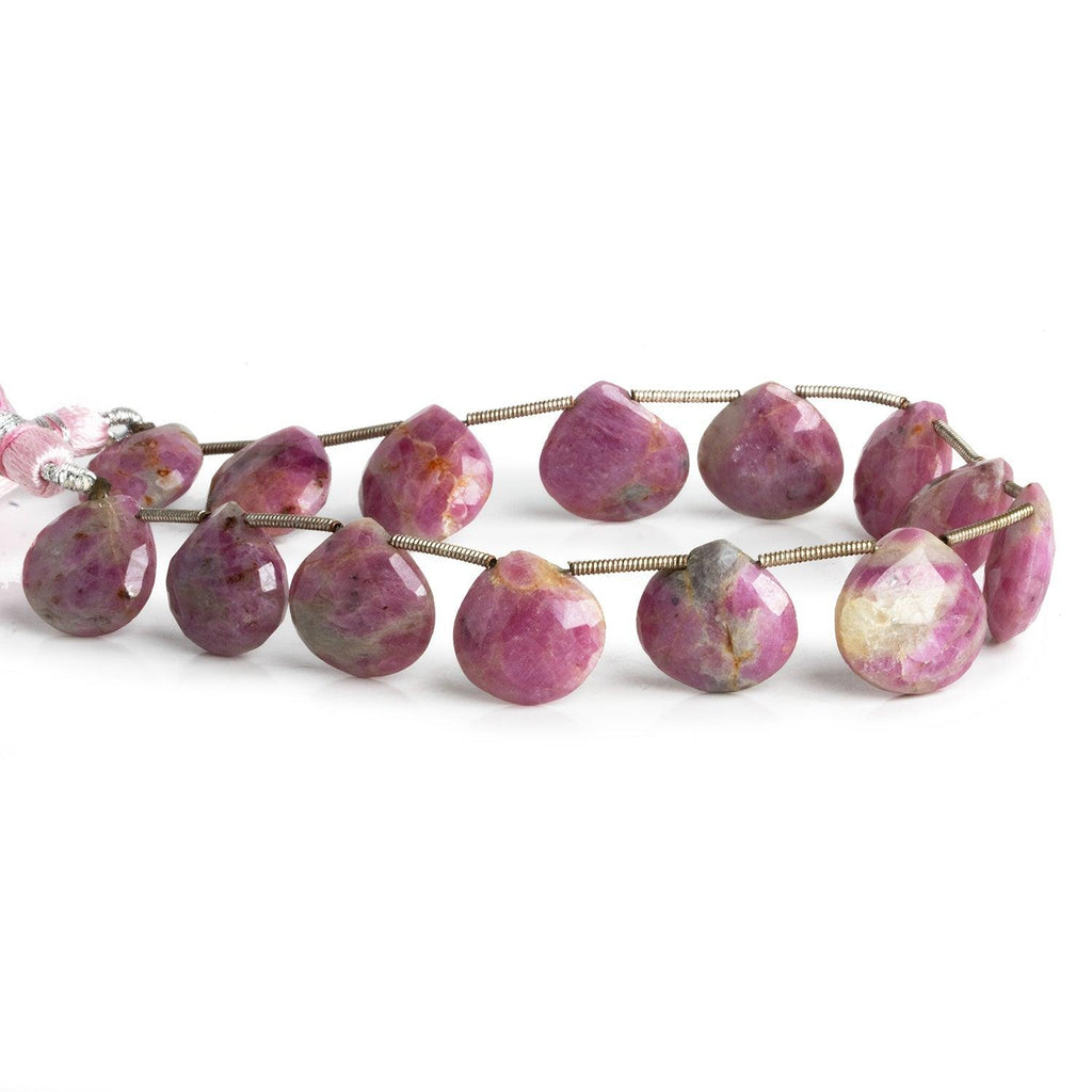 13-14mm Ruby in Marble Hearts 8.5 inch 14 beads - The Bead Traders