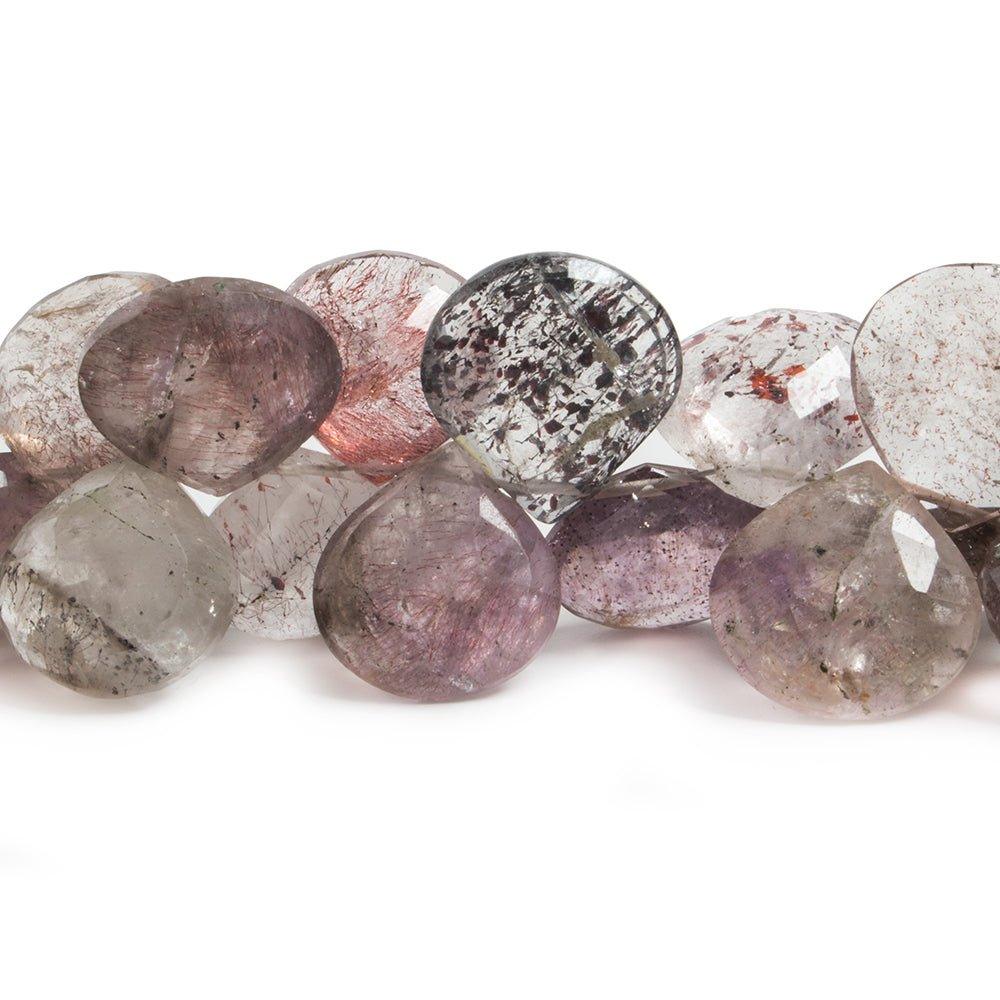 13-15mm Mossy Amethyst Faceted Heart Beads 8 inch 40 pieces - The Bead Traders