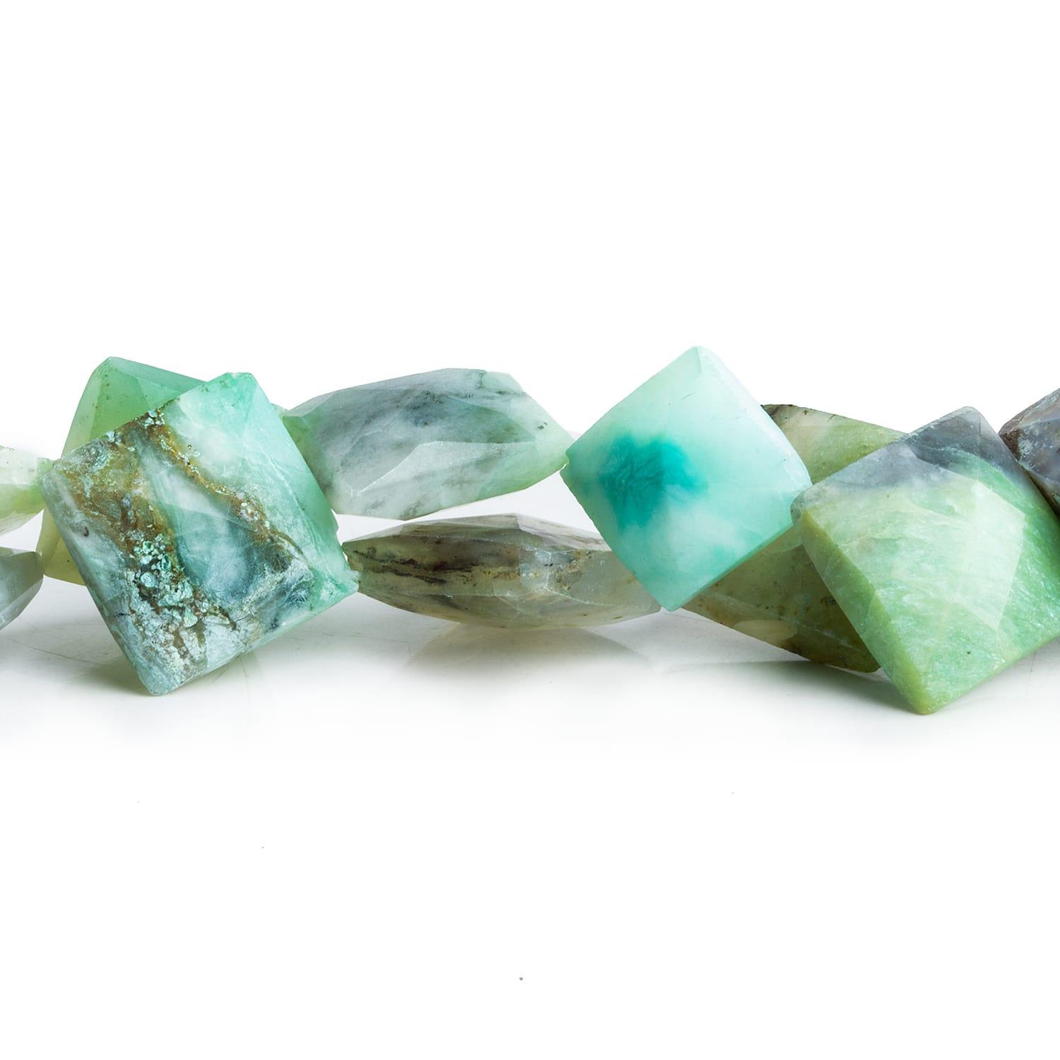 13-16mm Blue Peruvian Opal Squares 16 inch 20 beads - The Bead Traders