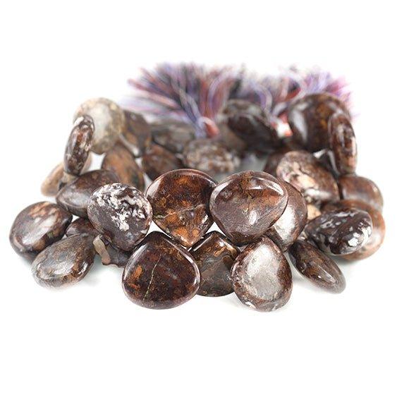 13 - 16mm Brown and Blue Brecciated Jasper Plain Heart Beads 8 inch 33 beads - The Bead Traders