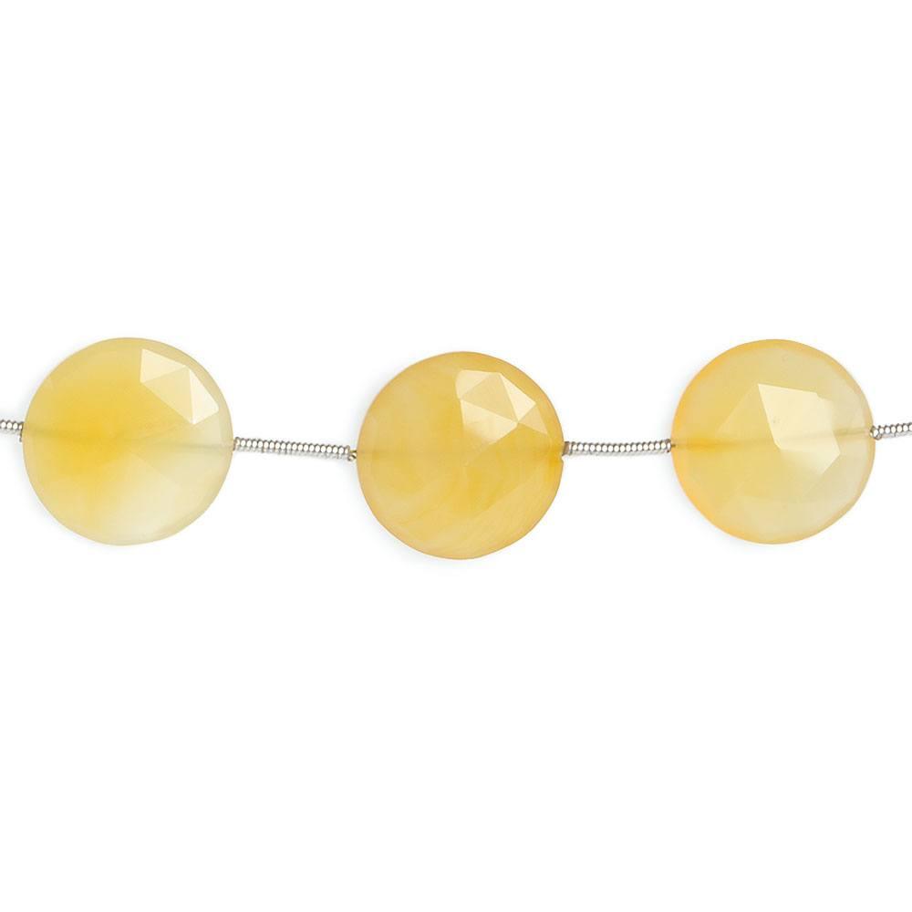 13-16mm Chiffon Yellow Chalcedony faceted coin beads 8 inch 9 pieces - The Bead Traders