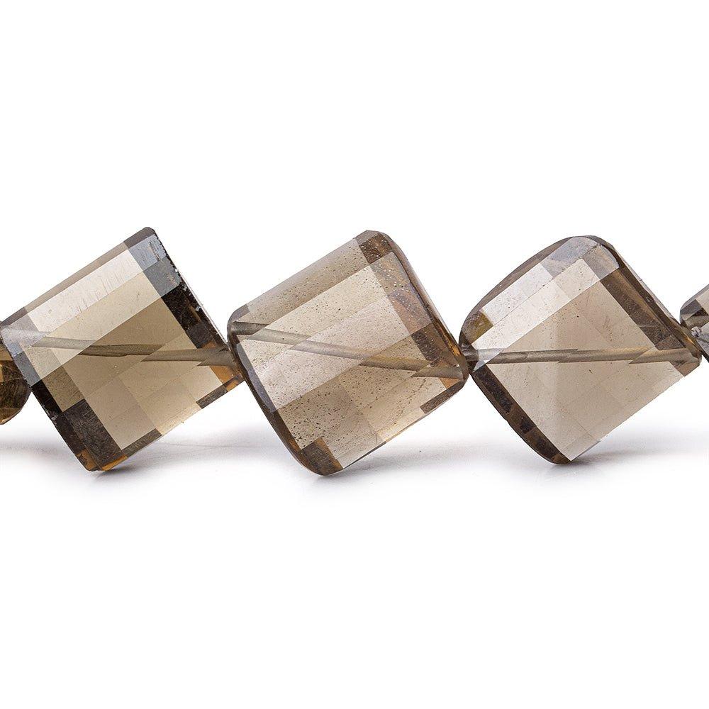 13-16mm Smoky Quartz Barrel Faceted Square Beads 8 inch 12 pieces - The Bead Traders