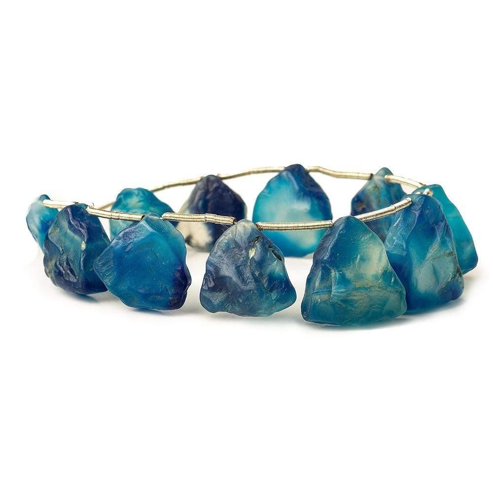 13-18mm Nautical Blue Agate Beads Tumbled Hammer Faceted Trillion 8 inch 11 pcs - The Bead Traders