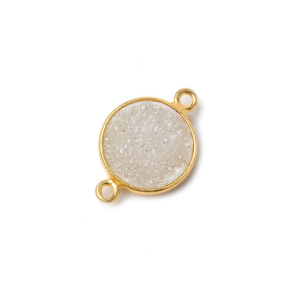 13.5mm Vermeil Bezel White Drusy Coin Pendant 1 piece - The Bead Traders