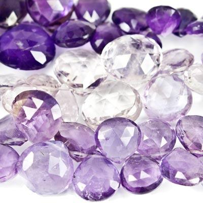 13mm Amethyst Faceted Heart Beads, 6 inch, 34 beads - The Bead Traders