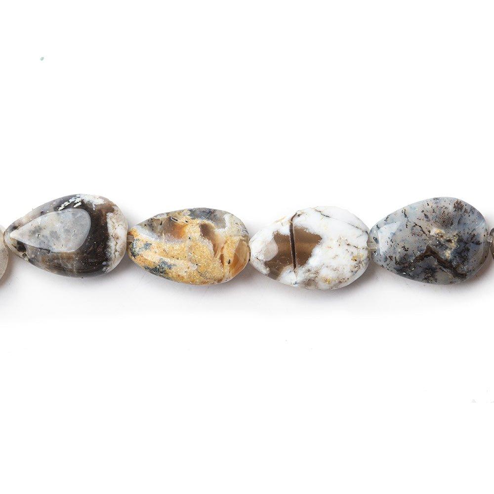 13mm Moss Opal Plain Pear Beads, 15 inch - The Bead Traders