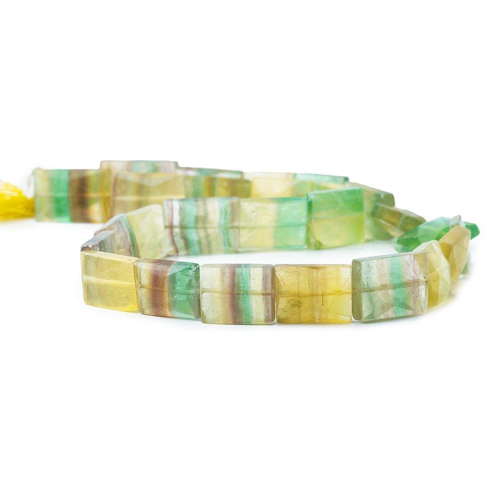 13mm Multi Color Fluorite Faceted Rectangle Beads, 15 inch - The Bead Traders