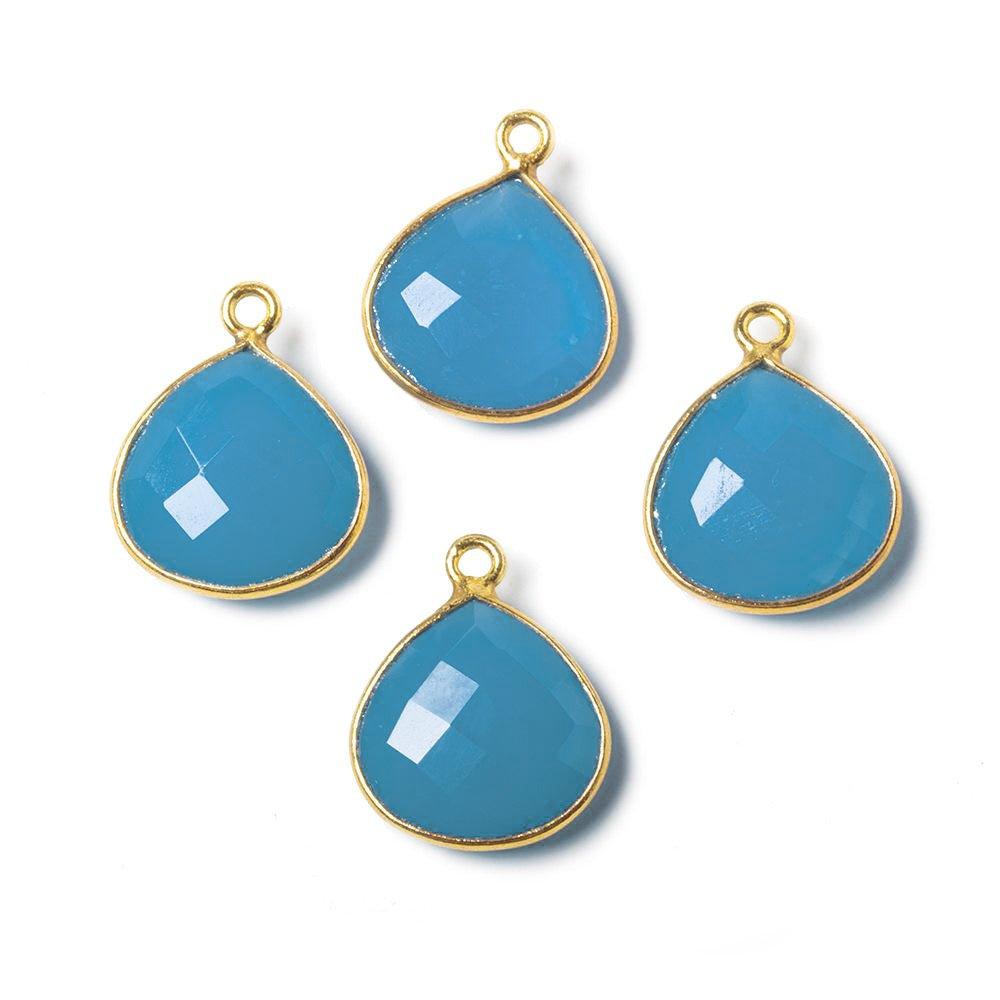 13mm Santorini Blue Chalcedony Heart Vermeil Bezel Pendant - The Bead Traders