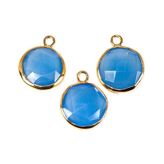 13mm Vermeil Bezeled Santorini Blue Chalcedony Coin Pendant 1 piece - The Bead Traders