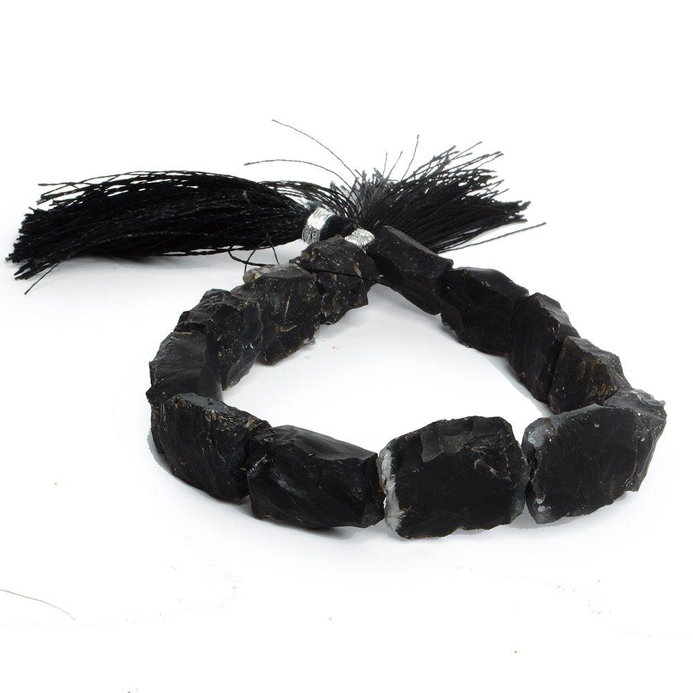 13x10-17x13mm Black Agate Hammer Faceted Rectangle Beads 8 inch 13 piece - The Bead Traders