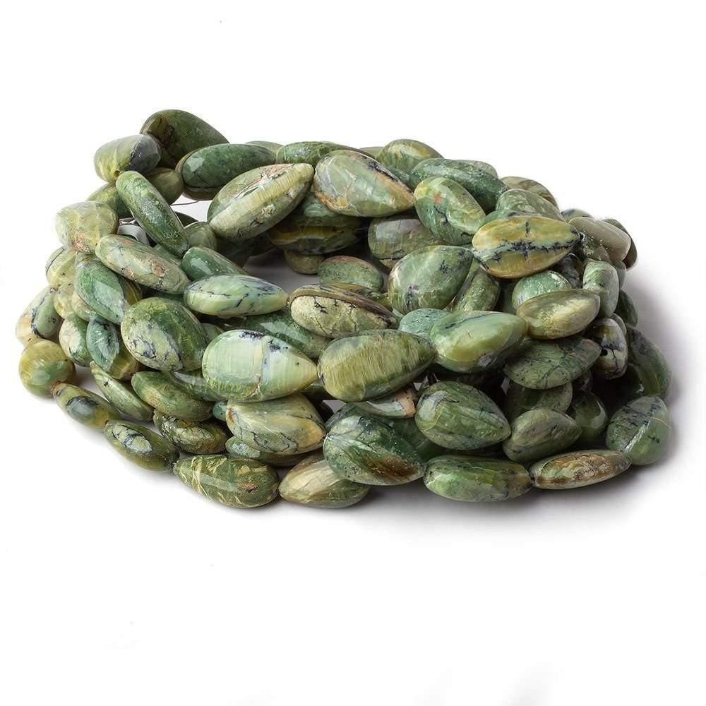 13x10-21x12mm Green Opal straight drill plain pears 18 inch 26 beads - The Bead Traders