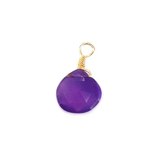 13x8mm Gold Wire Wrapped Purple Chalcedony faceted heart Pendant 1 piece - The Bead Traders