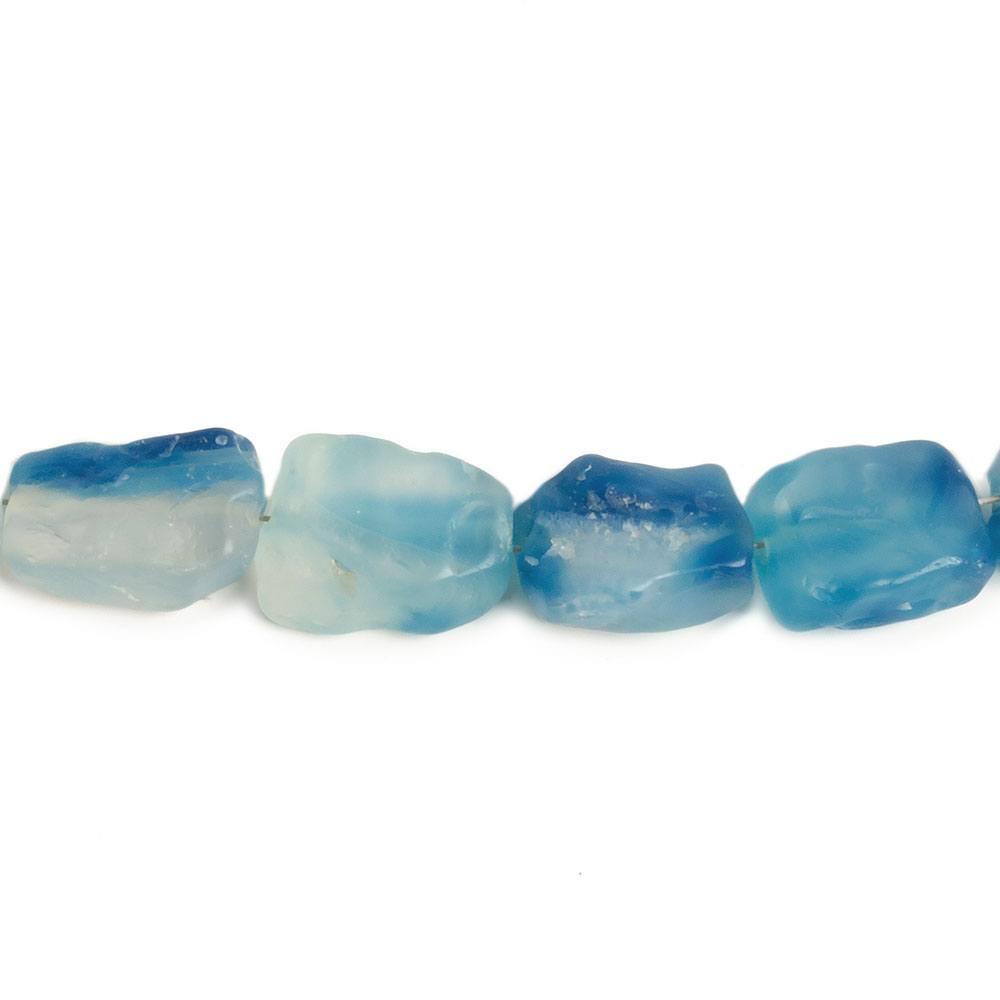 13x9-14x10mm Blue & Light Blue Agate Hammer Faceted Rectangle 8 inch 17 pieces - The Bead Traders