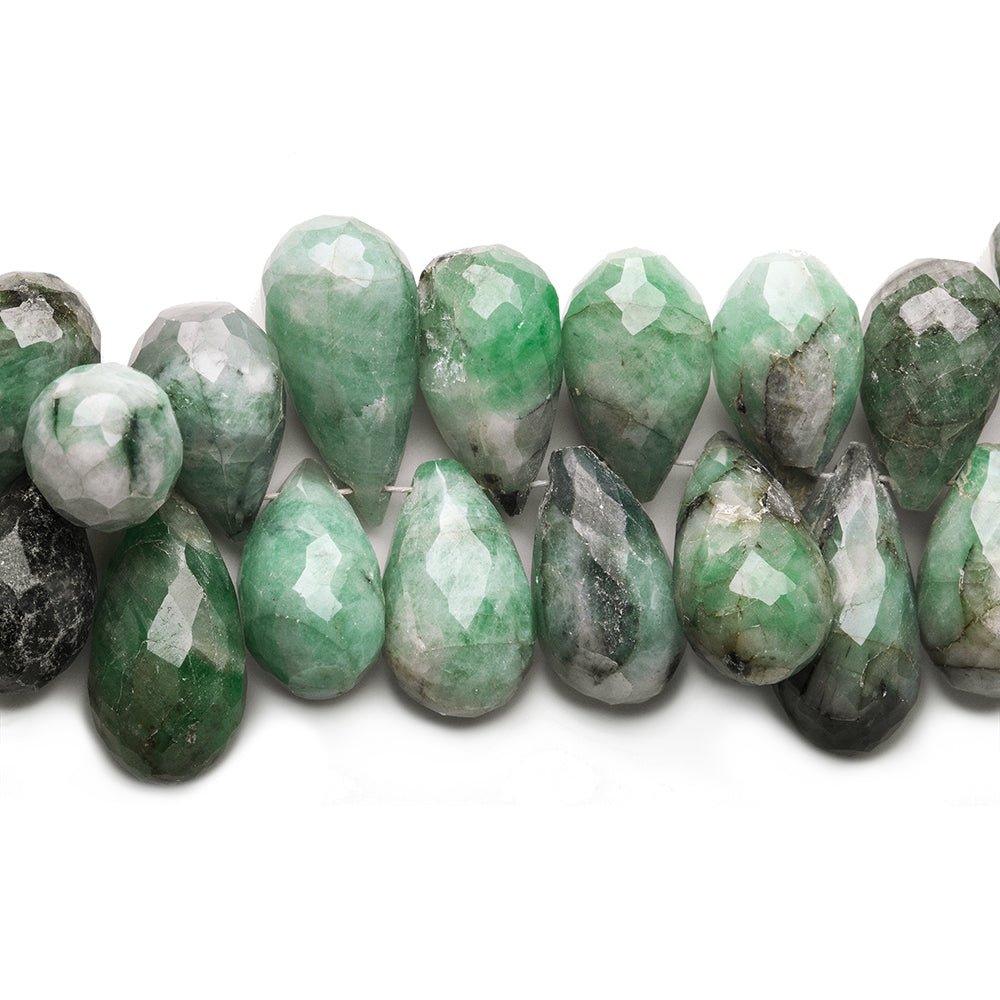 13x9-17x9mm Emerald Faceted Tear Drop beads 8 inch 55 pieces - The Bead Traders