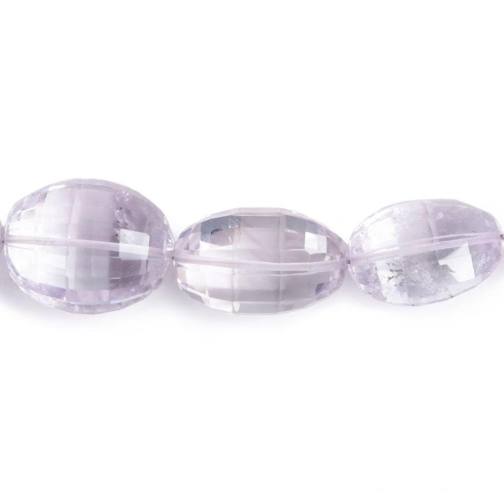 13x9-19x13mm Pink Amethyst checkerboard faceted ovals 16 inch 27 beads - The Bead Traders