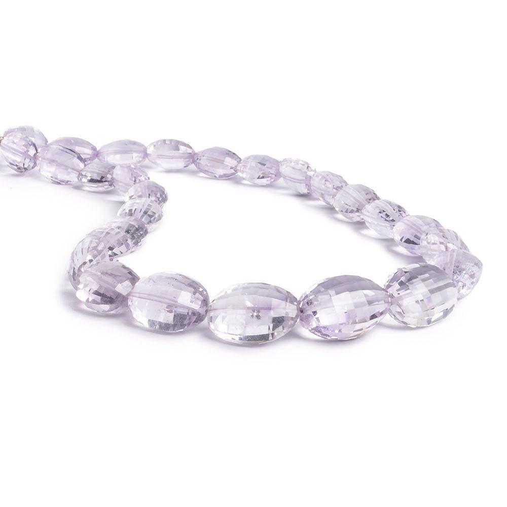 13x9-19x13mm Pink Amethyst checkerboard faceted ovals 16 inch 27 beads - The Bead Traders