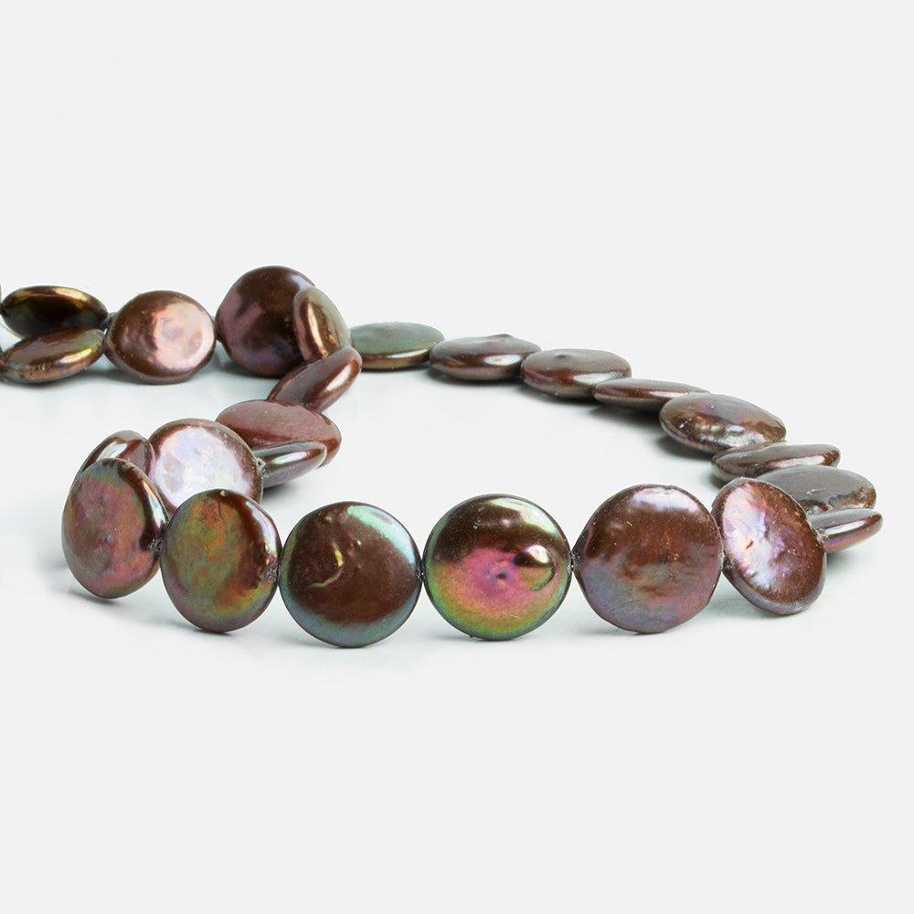 14-15mm Rose Copper Freshwater Coin Pearls 16 inch 27 pieces - The Bead Traders