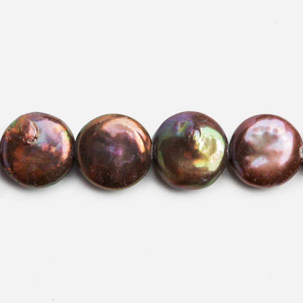 14-15mm Rose Copper Freshwater Coin Pearls 16 inch 27 pieces - The Bead Traders