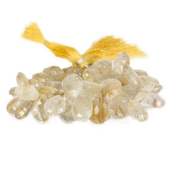 14-18mm Golden Rutilated Quartz Faceted Pear Beads 8 inch 42 pieces - The Bead Traders