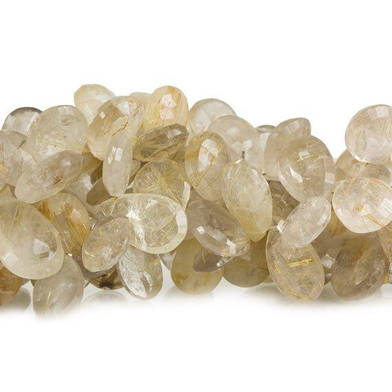 14-18mm Golden Rutilated Quartz Faceted Pear Beads 8 inch 42 pieces - The Bead Traders