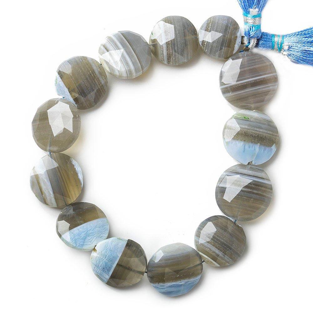 14-18mm Owyhee Denim Blue Opal faceted coins 8 inch 13 beads - The Bead Traders