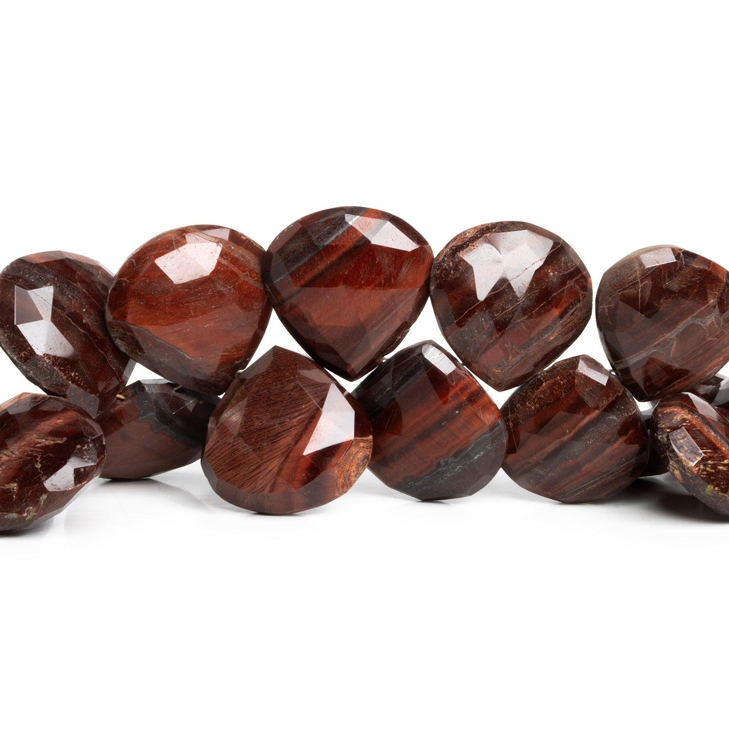 14-20mm Red Tiger's Eye Faceted Hearts 8.5 inch 30 beads - The Bead Traders