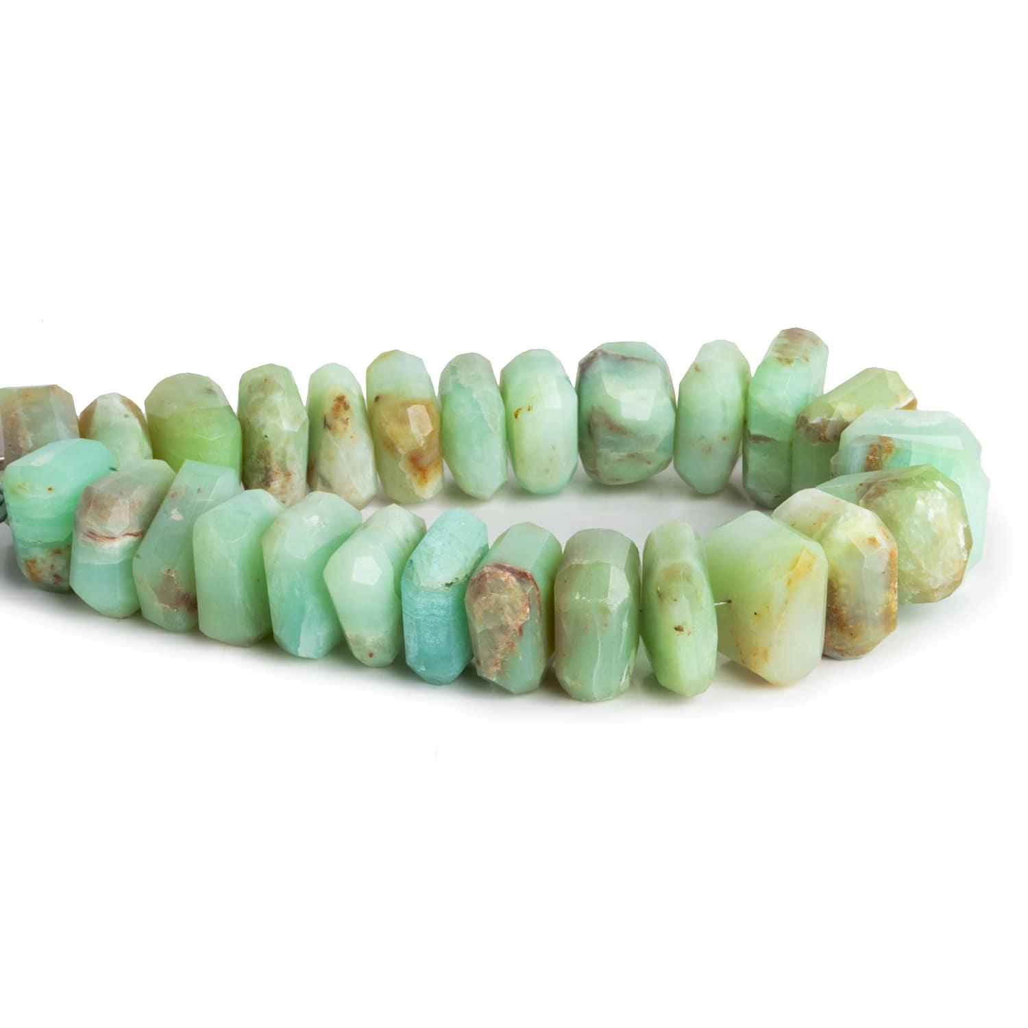 14mm Blue Peruvian Opal Faceted Nuggets 8.5 inch 27 beads - The Bead Traders