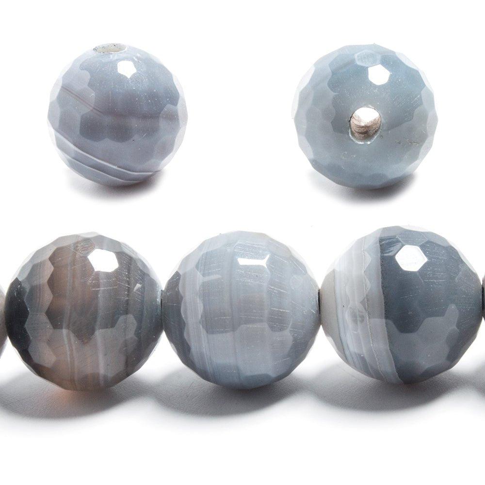 14mm Botswana Agate large hole faceted rounds 7.5 inches 14 beads - The Bead Traders