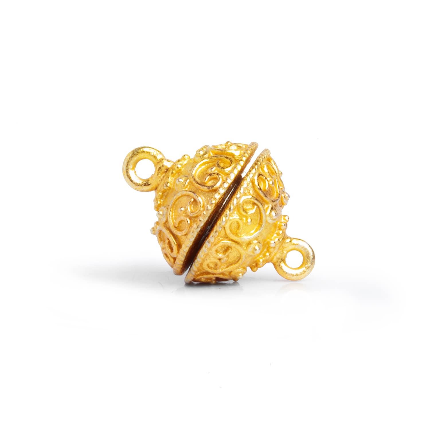 14mm Gold Plated Circle Design Magnetic Clasp 1 Piece - The Bead Traders