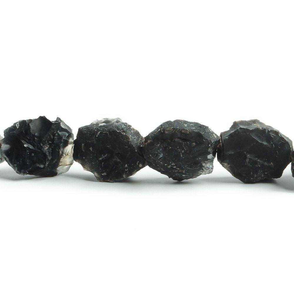 14x11-19x14mm Black Agate Hammer Faceted Oval Beads 8 inch 13 piece - The Bead Traders