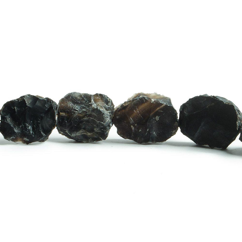 14x12-17x14mm Black Agate Hammer Faceted Oval Beads 8 inch 13 piece - The Bead Traders