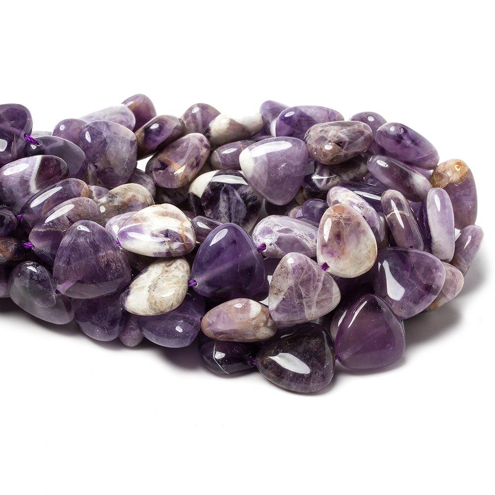 14x14-15x15mm Cape Amethyst straight drilled plain triangle 15 inch 27 beads - The Bead Traders