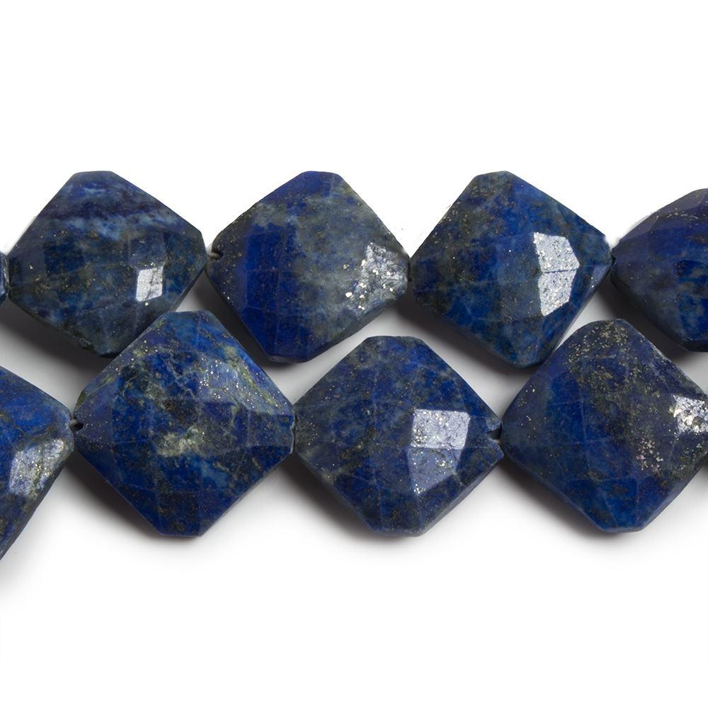 14x14-16x16mm Lapis Lazuli faceted pillow beads 10 inch 13 pieces - The Bead Traders