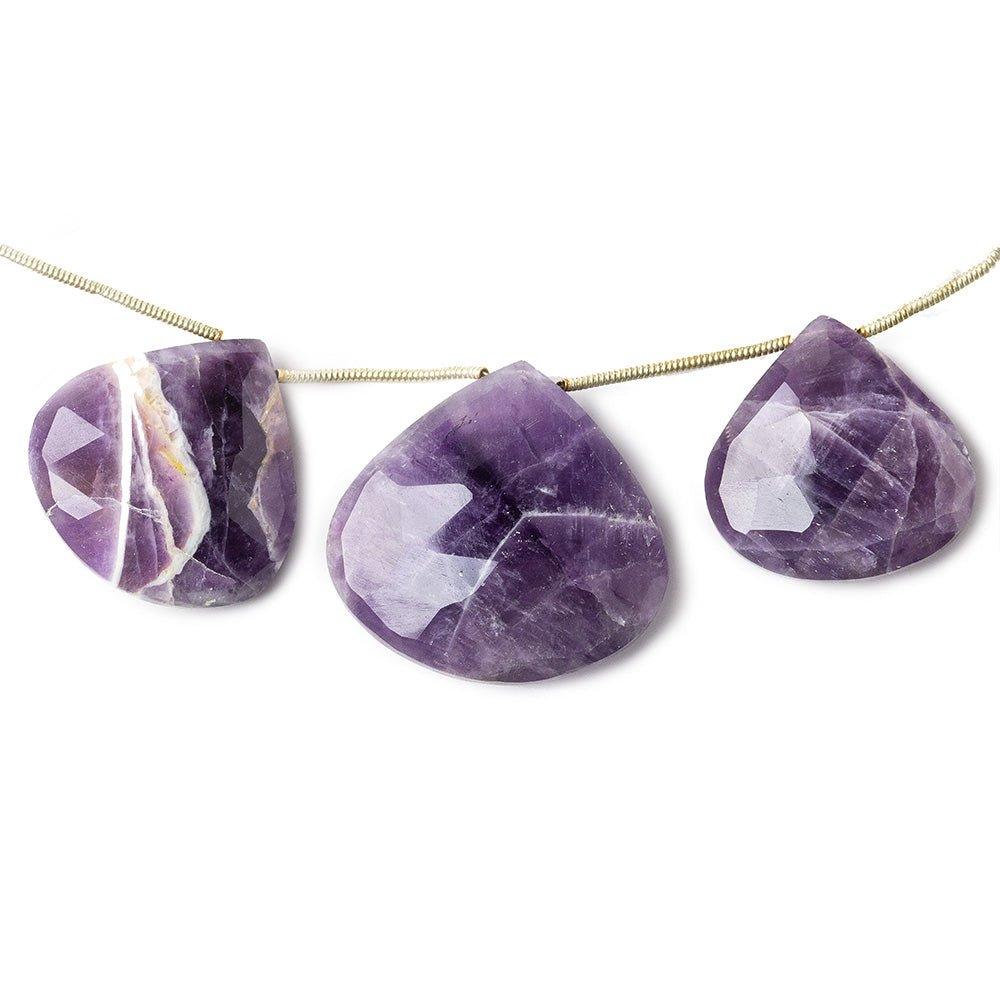 14x14-28x28mm Cape Amethyst faceted heart briolettes 8 inch 11 pieces - The Bead Traders