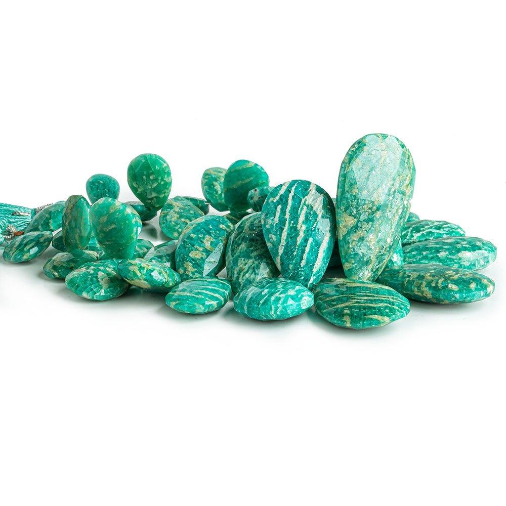 14x8mm-34x20mm Russian Amazonite Faceted Pear Beads 8 inch 42 pieces - The Bead Traders